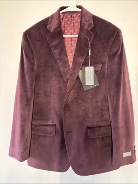 Michael Kors Men's Velvet Blazer in Deep Berry